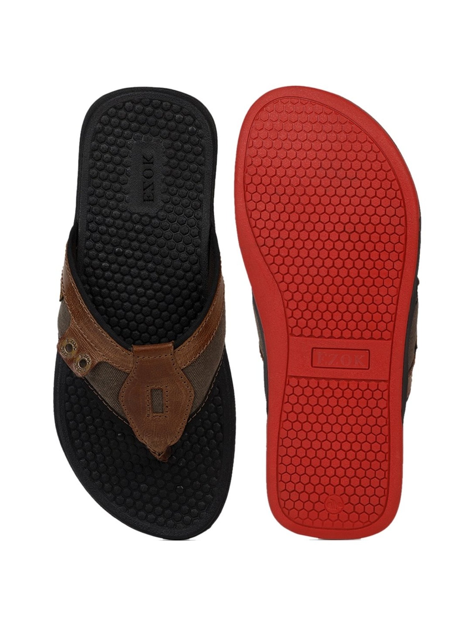 EZOK Men's Brown Thong Sandals