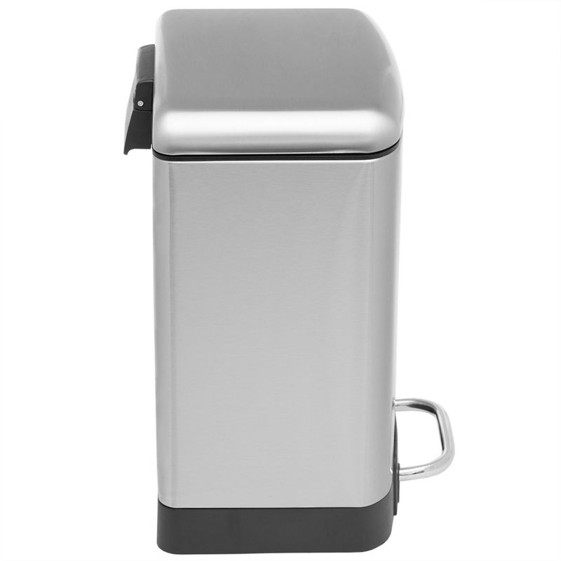 Michael Graves Design Soft Close 6 Liter Step On Stainless Steel Waste Bin, Silver