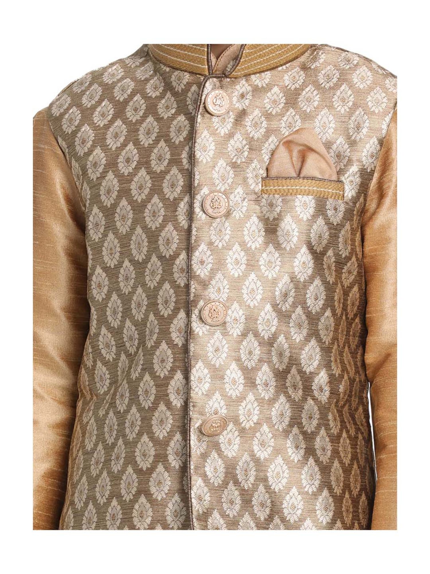 VASTRAMAY Kids Rose Gold Embellished Kurta Set