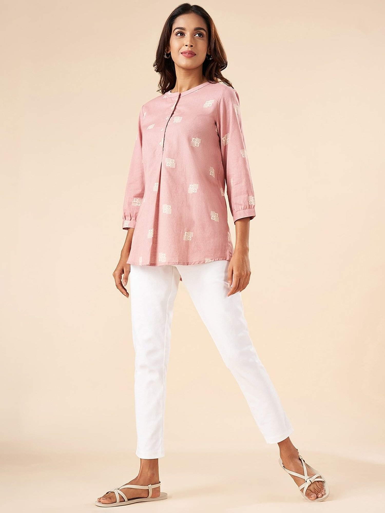 Akkriti by Pantaloons Pink Cotton Printed Tunic