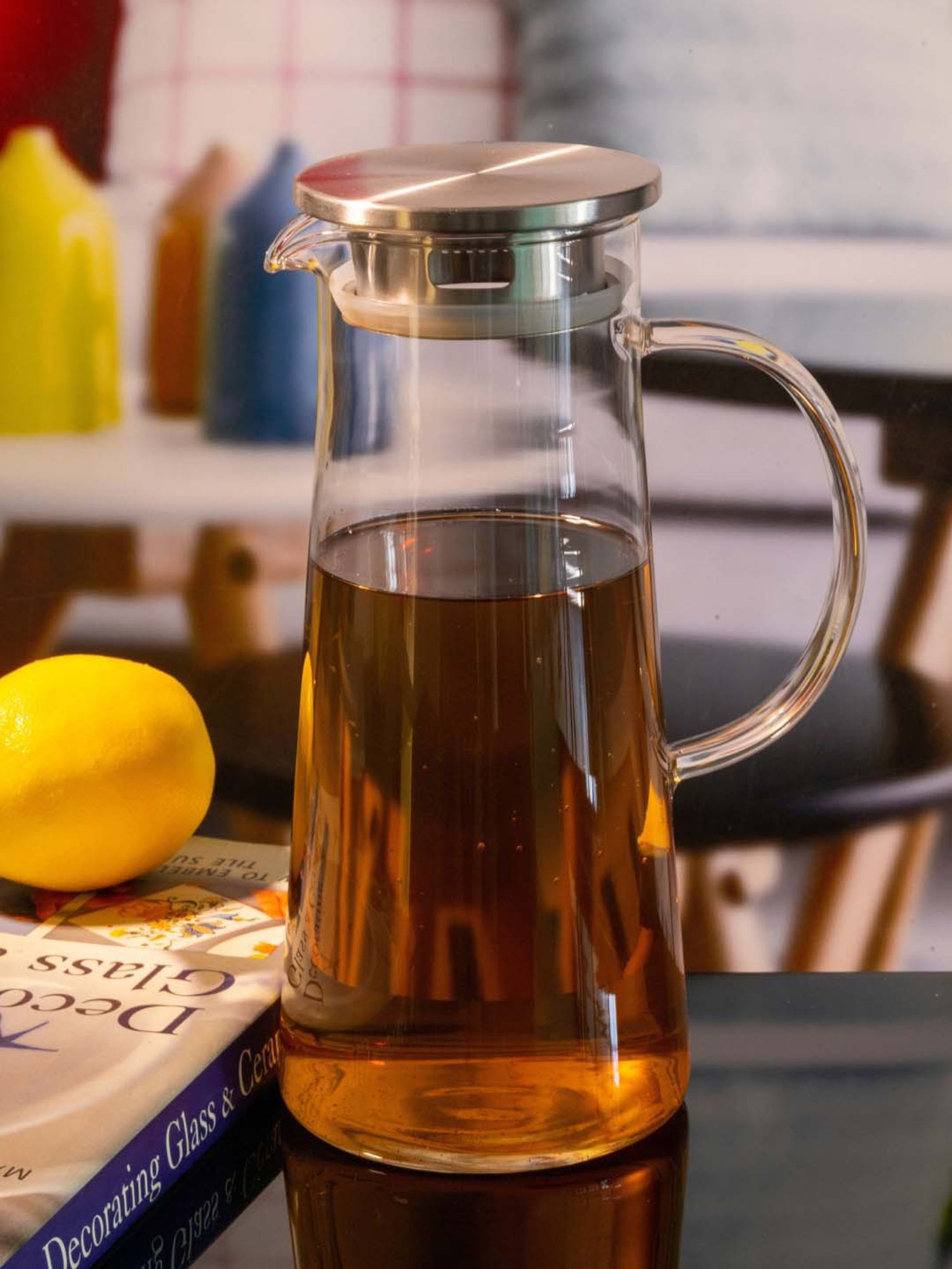 Goodhomes Transparent & Silver Glass 7.8 cm Jug - Set of 1