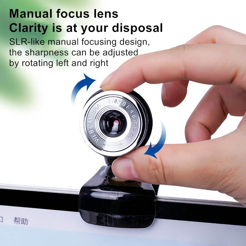 Webcam 480P HD USB Camera Rotatable Web Cam with Mic for Computer Laptop