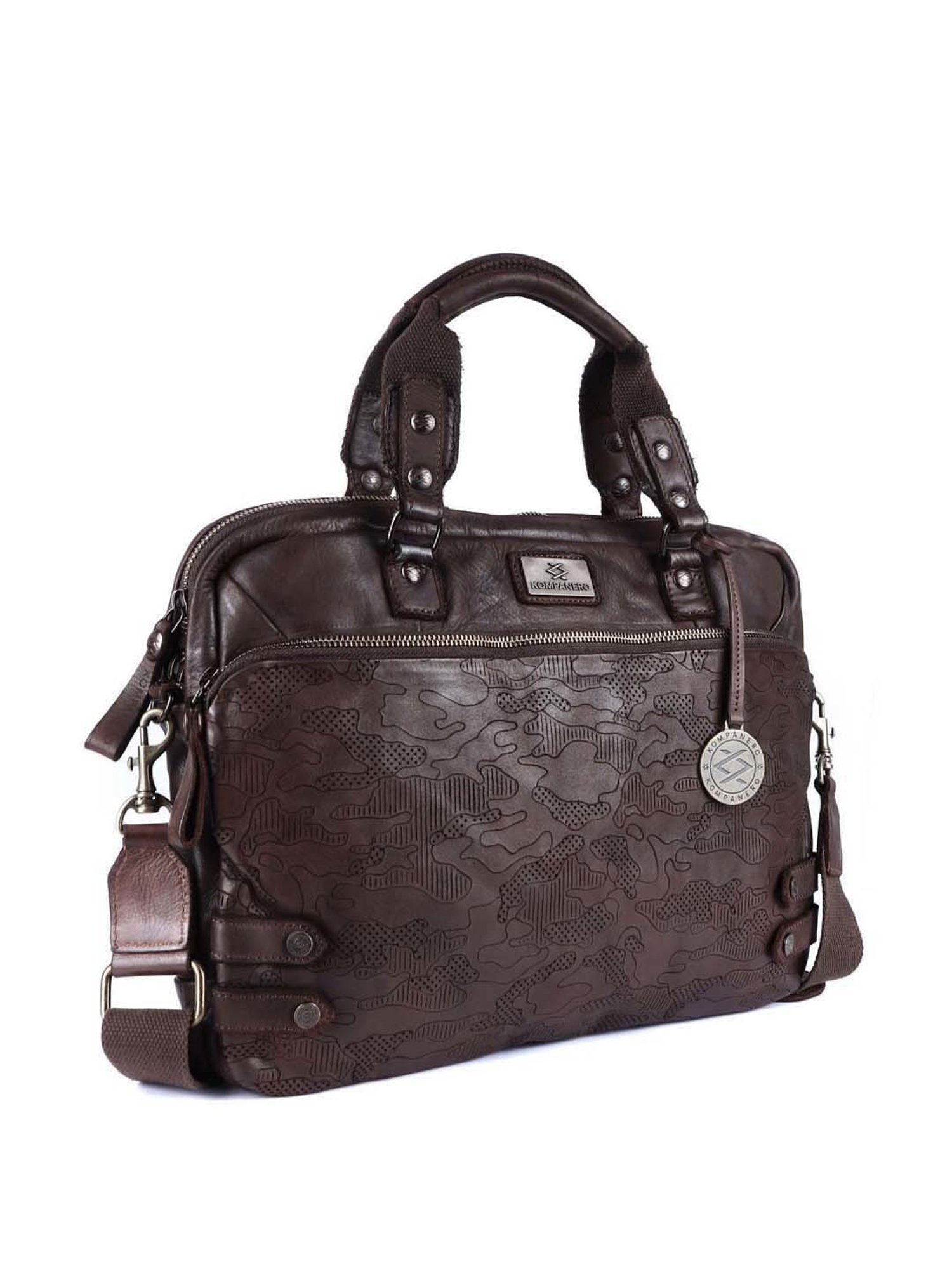 KOMPANERO Brown Leather Small Messenger Bag