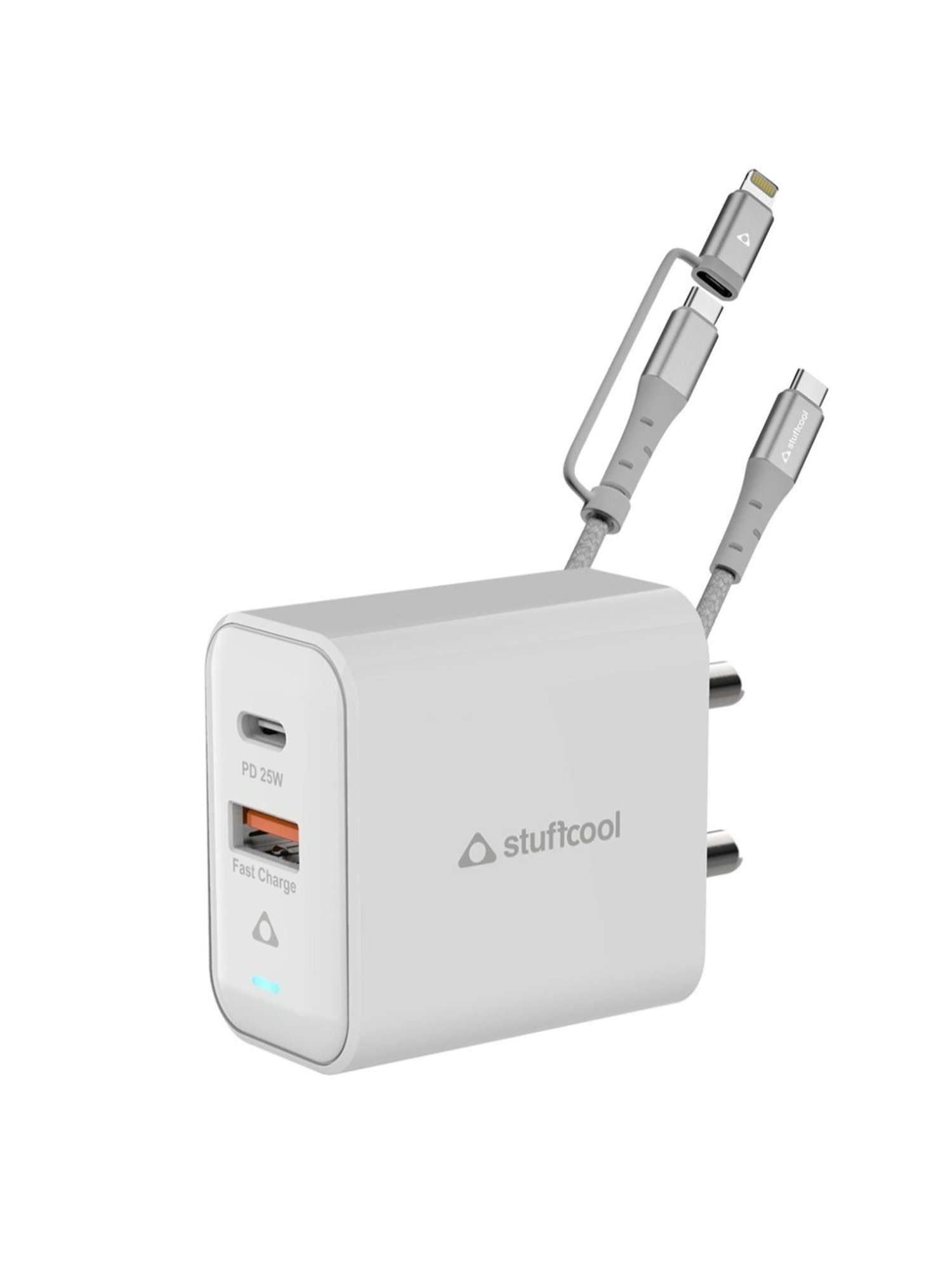 Stuffcool Flow PPS 25W Type-C PD + USB-A Dual Port Wall Charger (White)