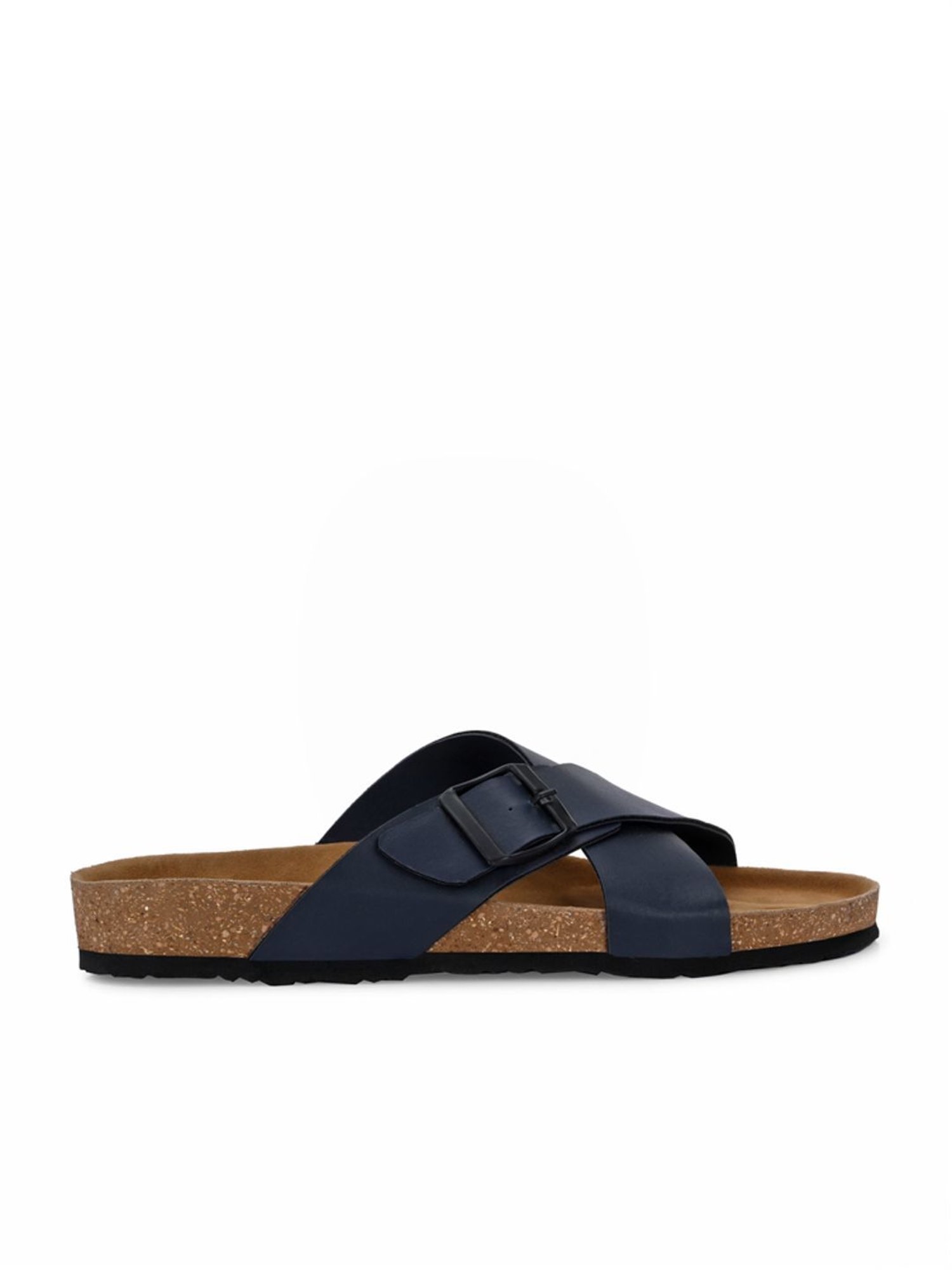 Hoversole Men's Navy Cork Cross Strap Sandals