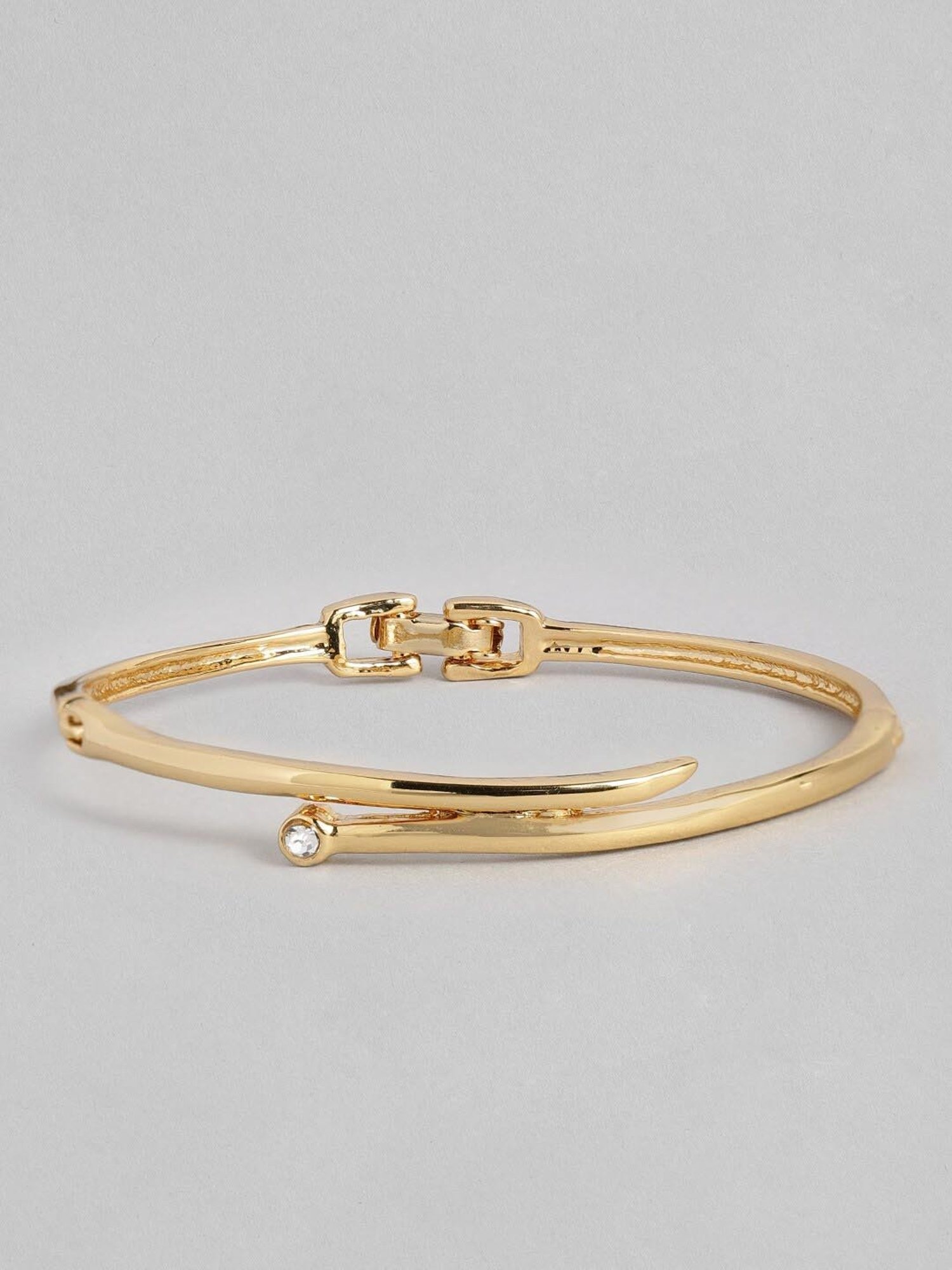 Estele Gold-Plated Parallel Time White Crystal Bracelet for Women