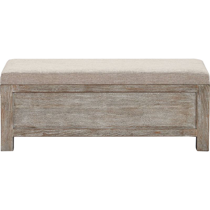 Cottage Upholstered Storage Bench Weathered Ash - ClickDecor