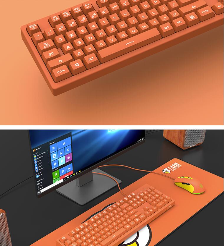 Ajazz DKS100 Quiet Keyboard, DOUYU White Backlit Mechanical Feel Membrane Gaming Keyboard, Wired 104 Keys for Gaming Office and Typing