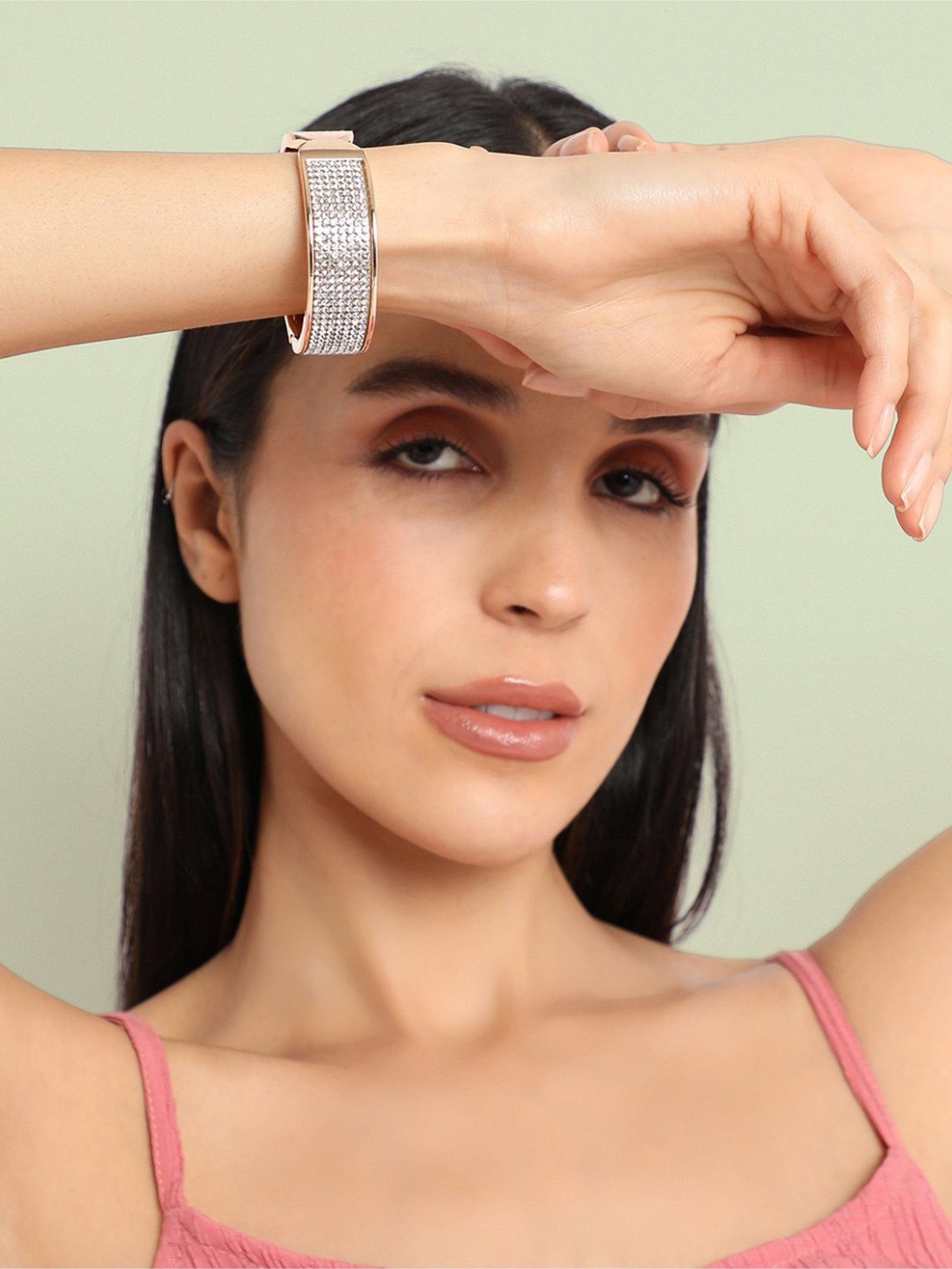 Sohi Oval Tip Silver & Golden Bracelet for Women & Girls