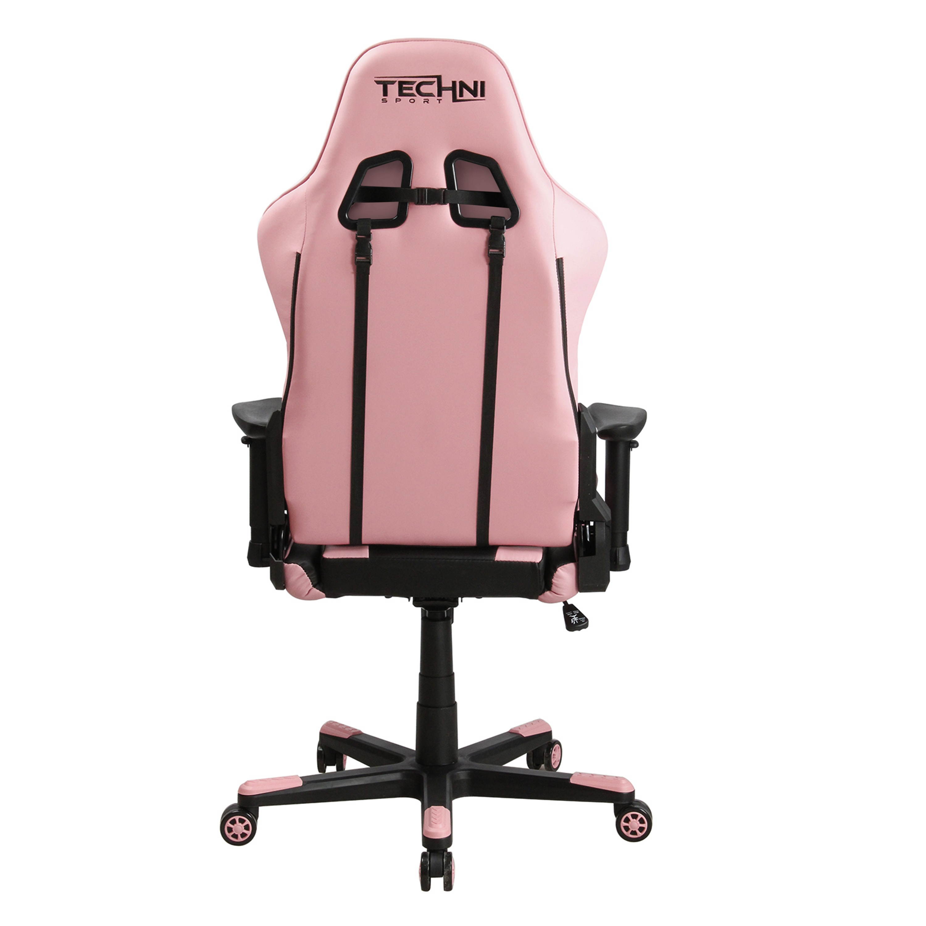 Techni Sport TS43 High Back Racing Chair with Padded Arms, PC Gaming Chair with Height and Tilt Adjustment, Pink