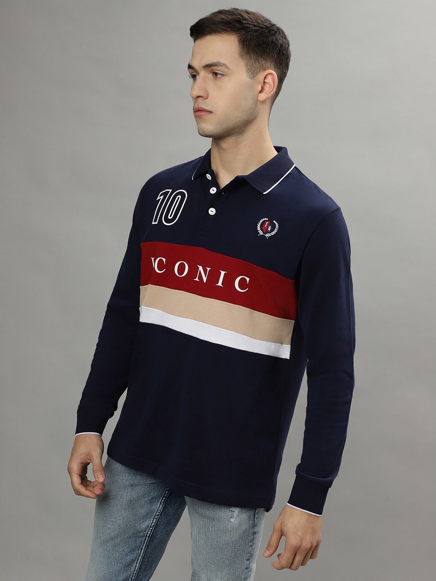 Iconic Men Colourblocked Regular Fit Cotton T-shirt