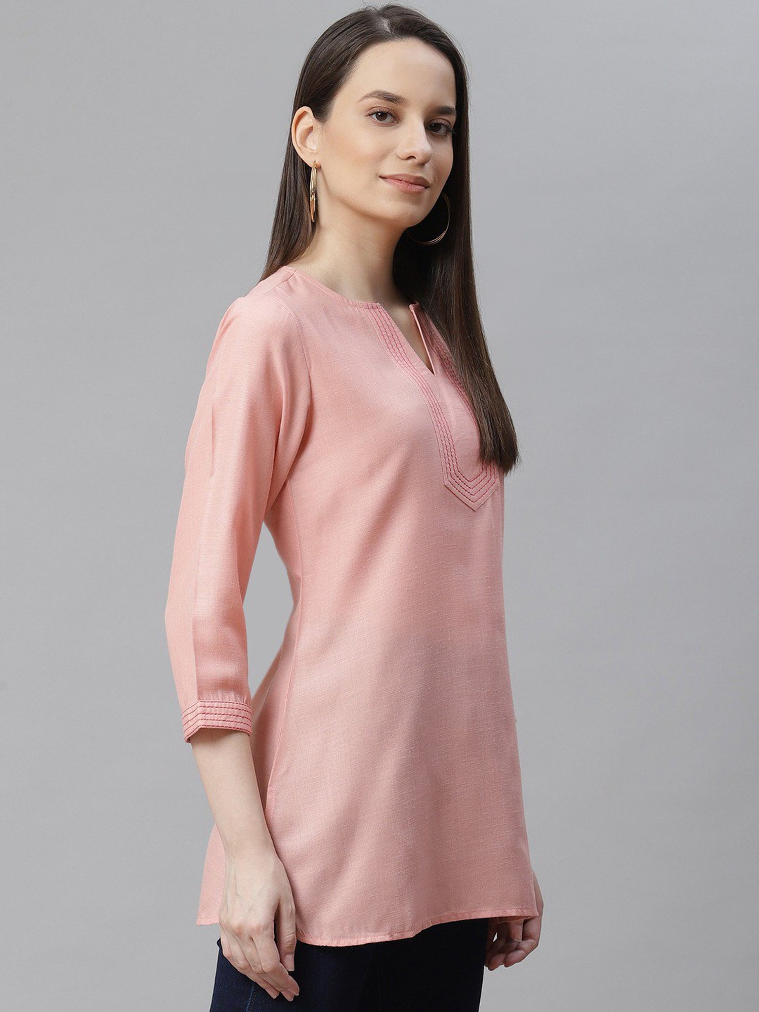 Cottinfab Peach Regular Fit Cotton Tunic