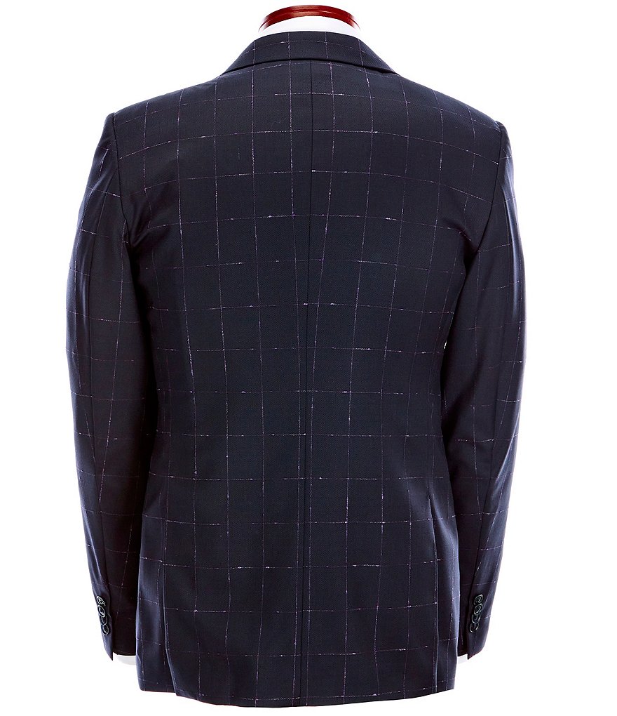 John Varvatos Signature Tailored Slim Fit Windowpane Wool Suit