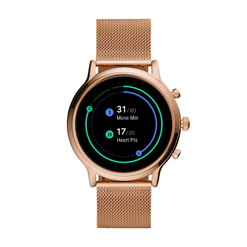 Fossil Gen 5 Smartwatch Julianna HR 44mm - Rose Gold-Tone Stainless Steel Mesh