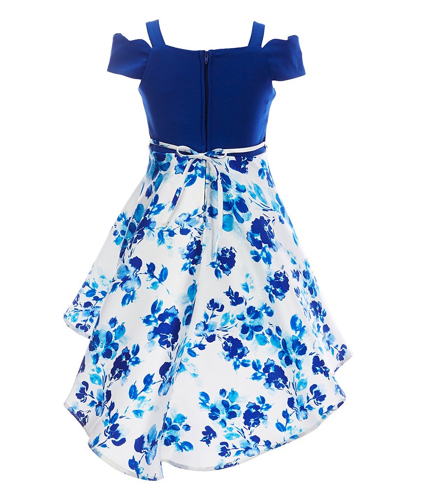 Laura Ashley Little Girls 2T-6X 3/4 Sleeve Rose & Butterfly Print Clip Dot Dress