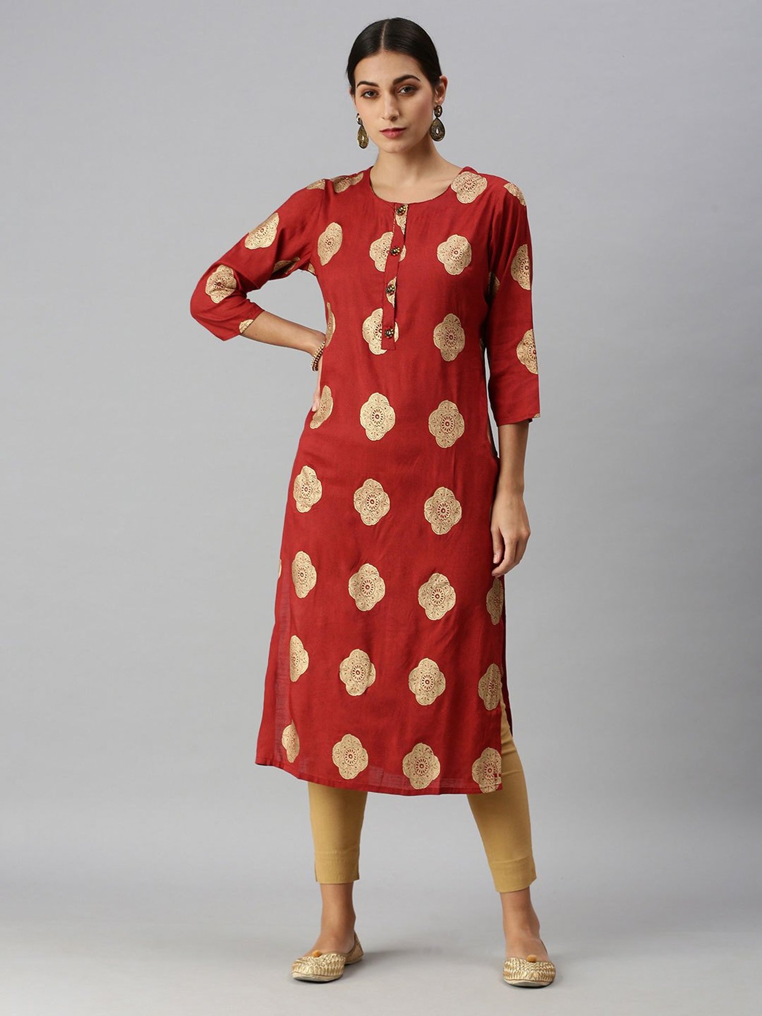 Fusion Beats Light Grey Embroidered A Line Kurta