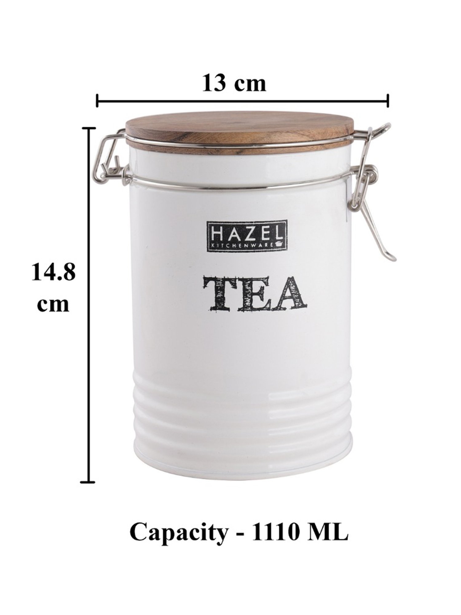 HAZEL White Iron Tea Container with Lid (1.11L)