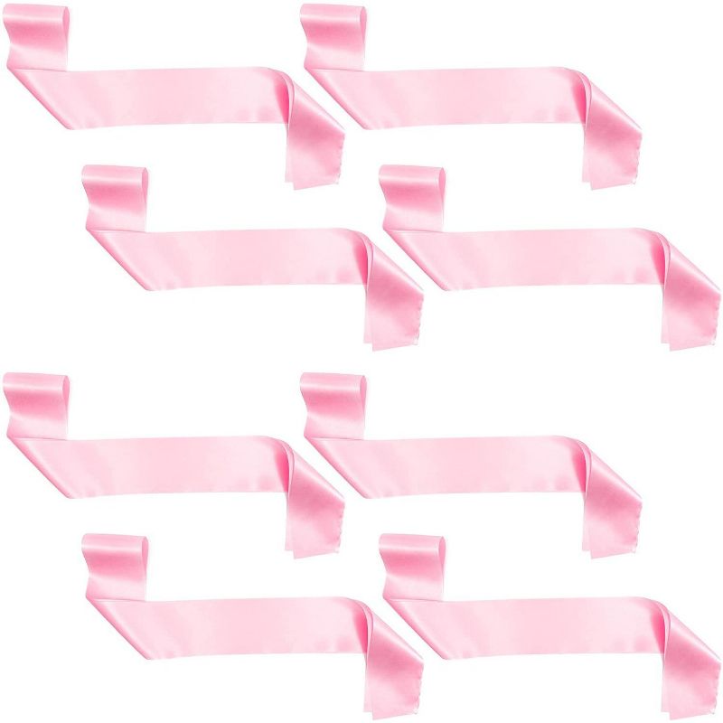 Sparkle and Bash 8 Pack Blank Satin Sash, DIY Customizable Plain Sashes for Pageants Parades Bachelorette Party, Pink