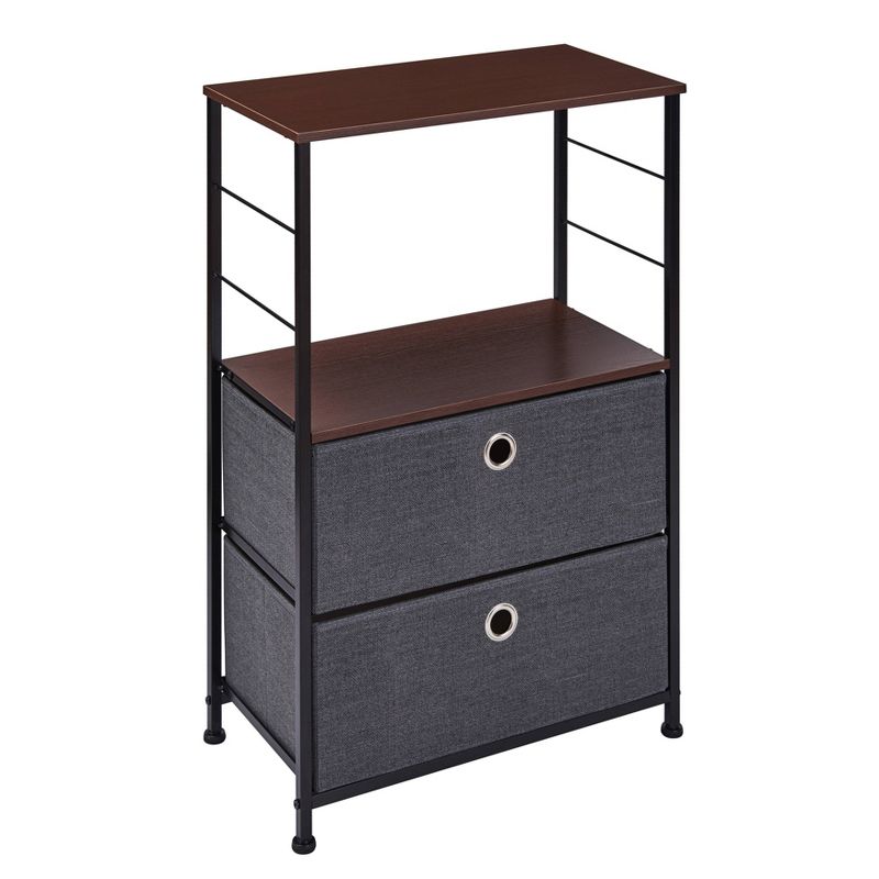 Modern 2 - Tier Decorative Bookshelf/Dresser Storage with Fabric Drawers Gray - Danya B.