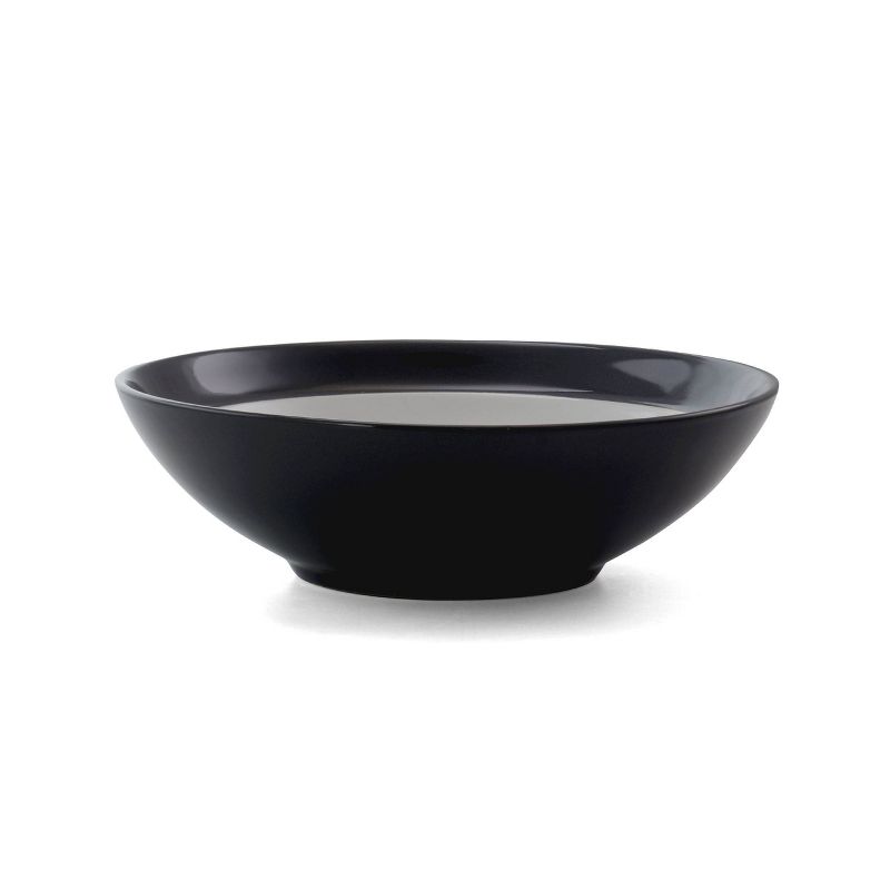 16pc Stoneware Pin Stripe Dinnerware Set Black/Gray - Elama