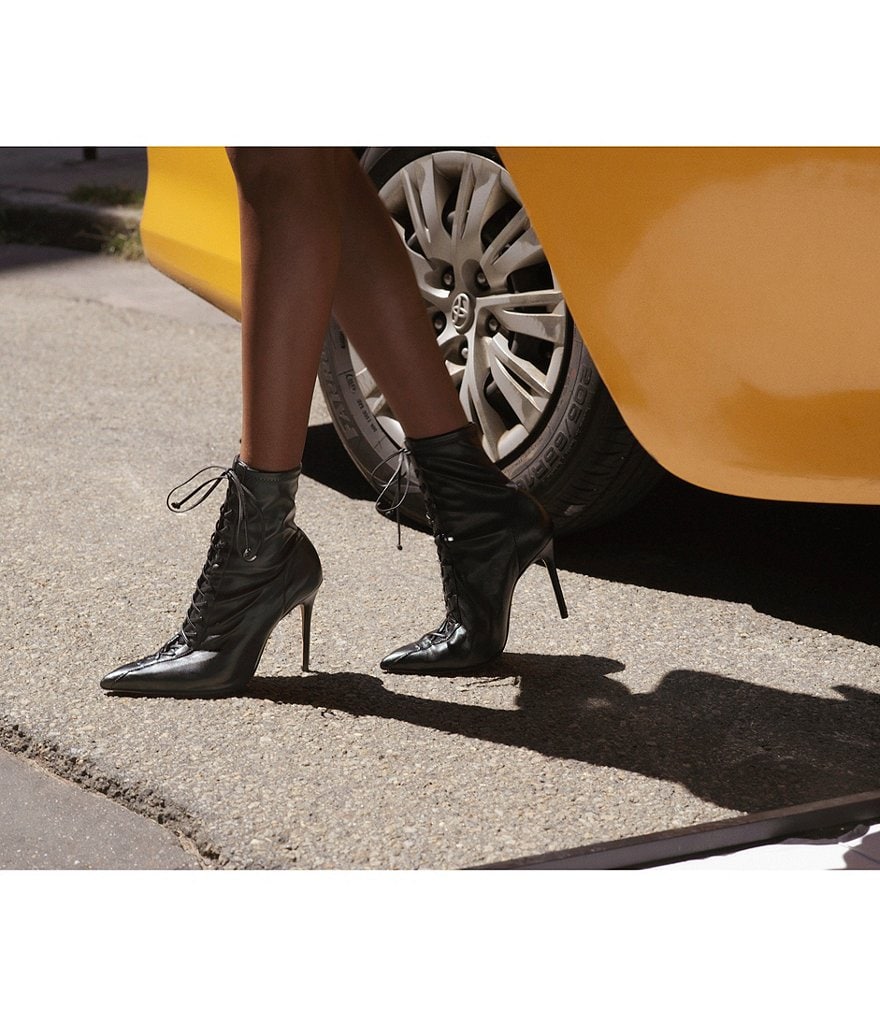Schutz Tennie Lace Up Stiletto Heel Booties