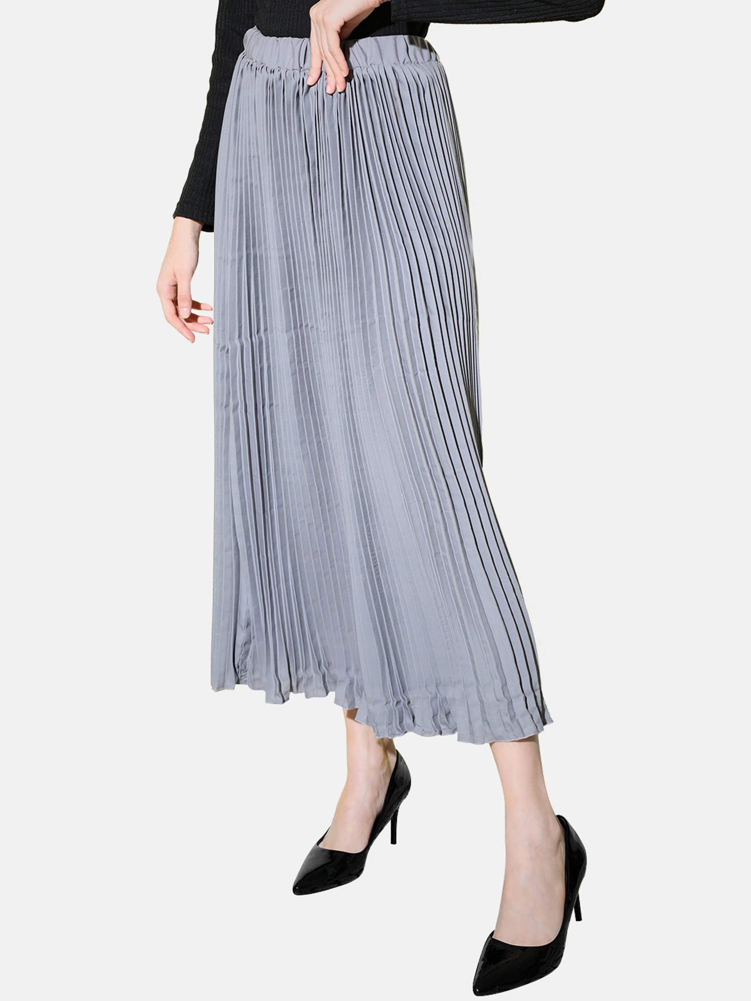 BUYNEWTREND Grey A-Line Skirt