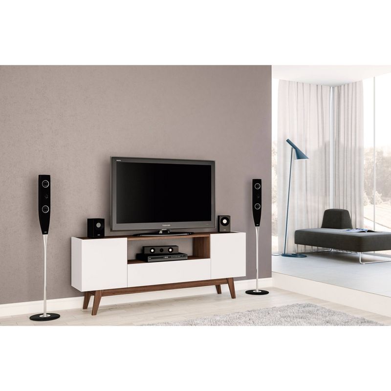 60" Brooklyn TV Stand White/Walnut - Chique