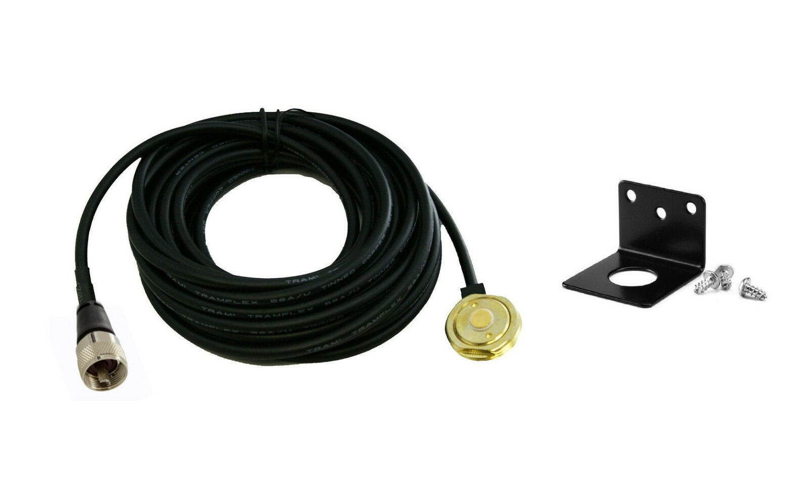 L Bracket / Fender Mount Black For Use With NMO Type Mobile Antennas w/ PL-259