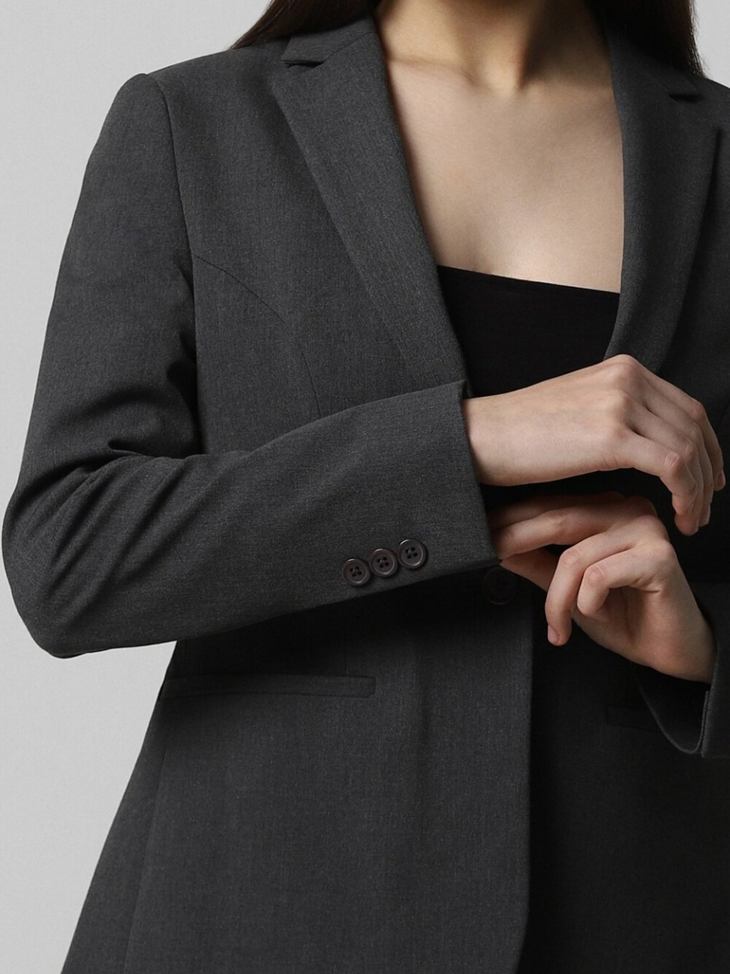 Van Heusen Grey Regular Fit Formal Blazer