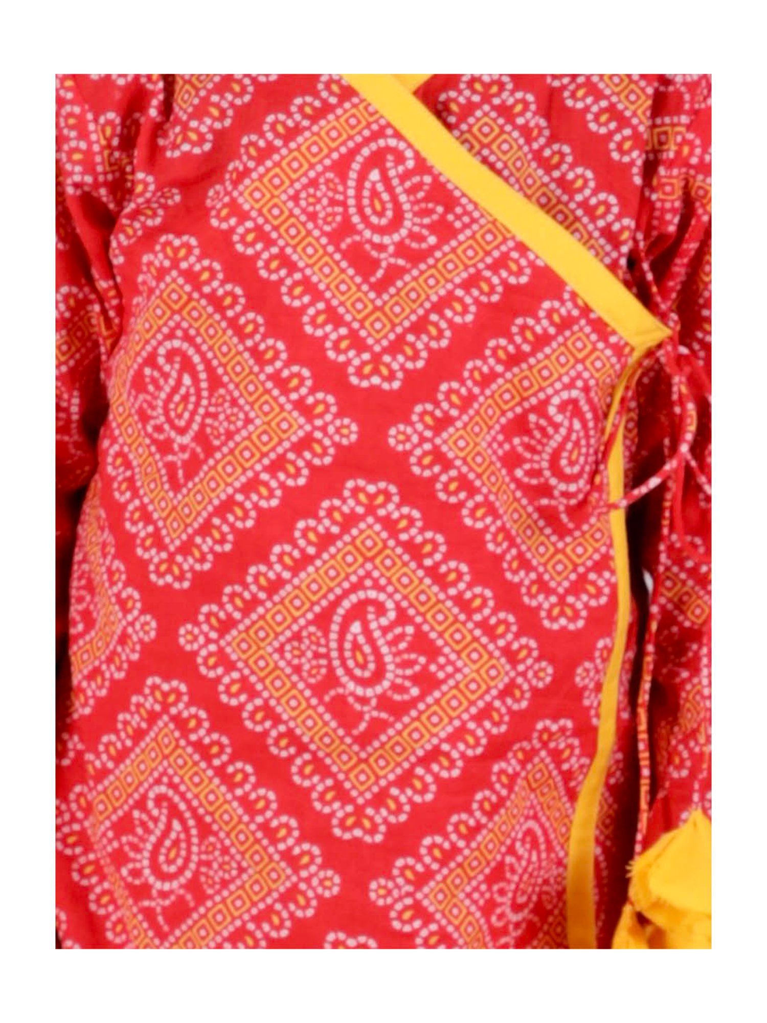 Little Bansi Kids Red & Yellow Printed Kurta with Dhotis