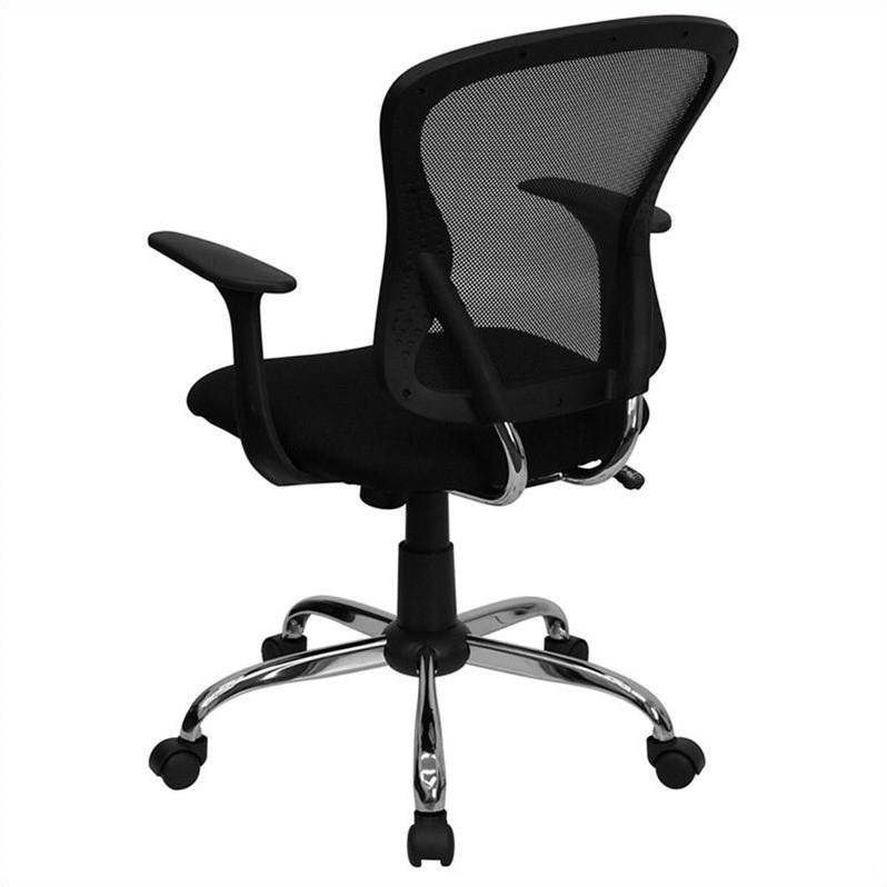 Mid-Back Black Mesh Swivel Task Chair with Chrome Base and Arms
