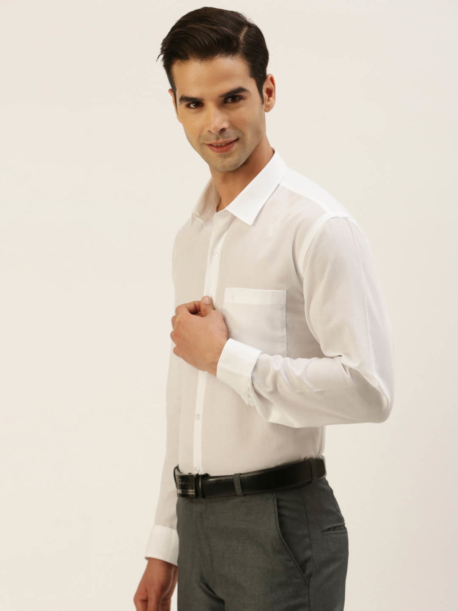 Ramraj White Cotton Regular Fit Shirt