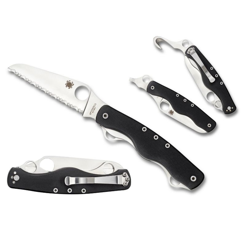 Spyderco ClipiTool Rescue Folder 3.50 in Serrated Black G-10