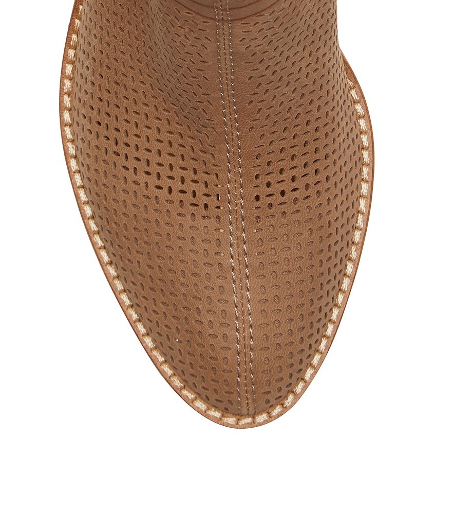 Lucky Brand Feyan Perforated Leather Block Heel Booties