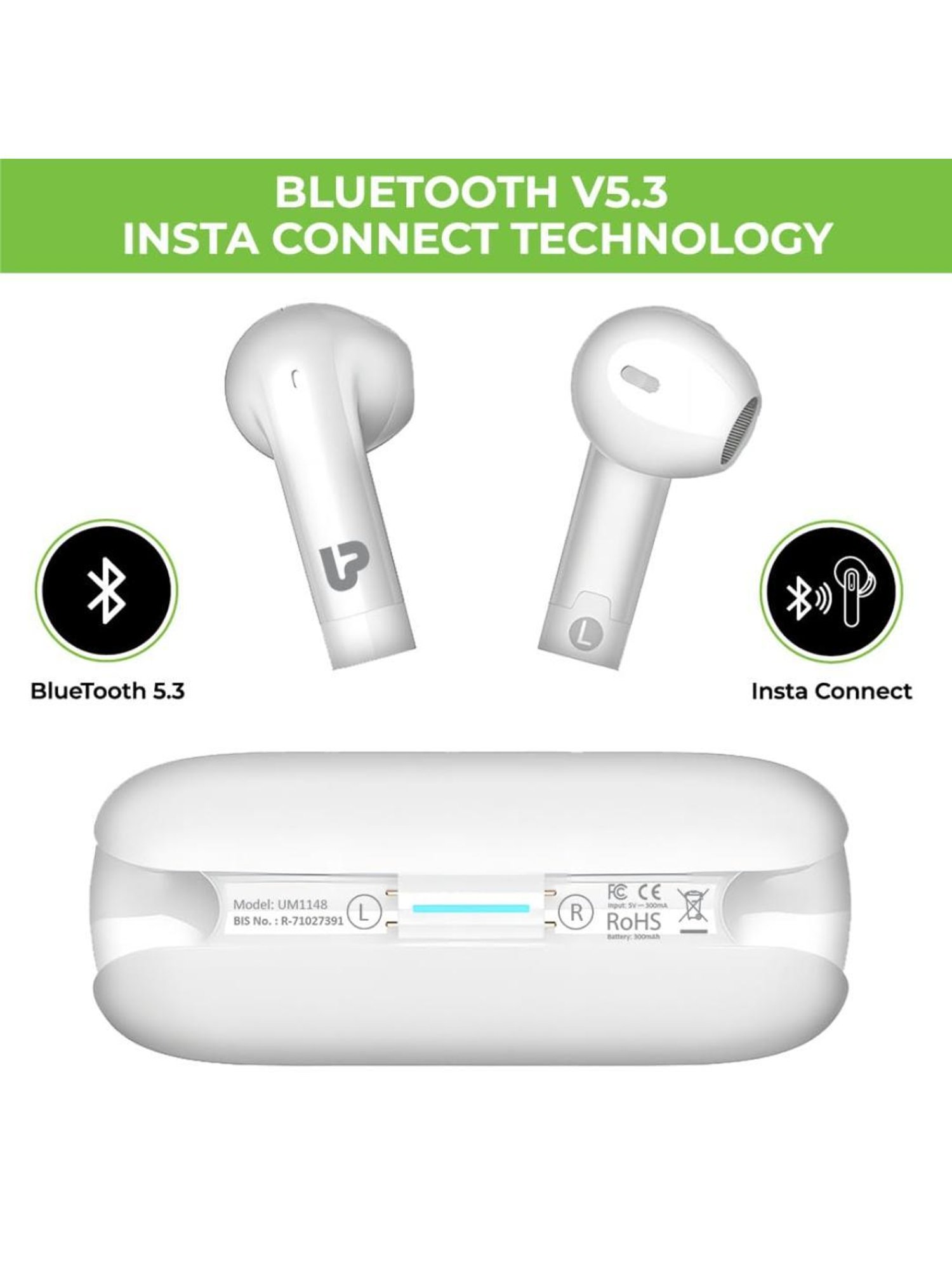 ULTRAPROLINK UM1148 Swag Infinity In Ear BT Earbuds with 20 Hr Playtime (White, True Wireless)