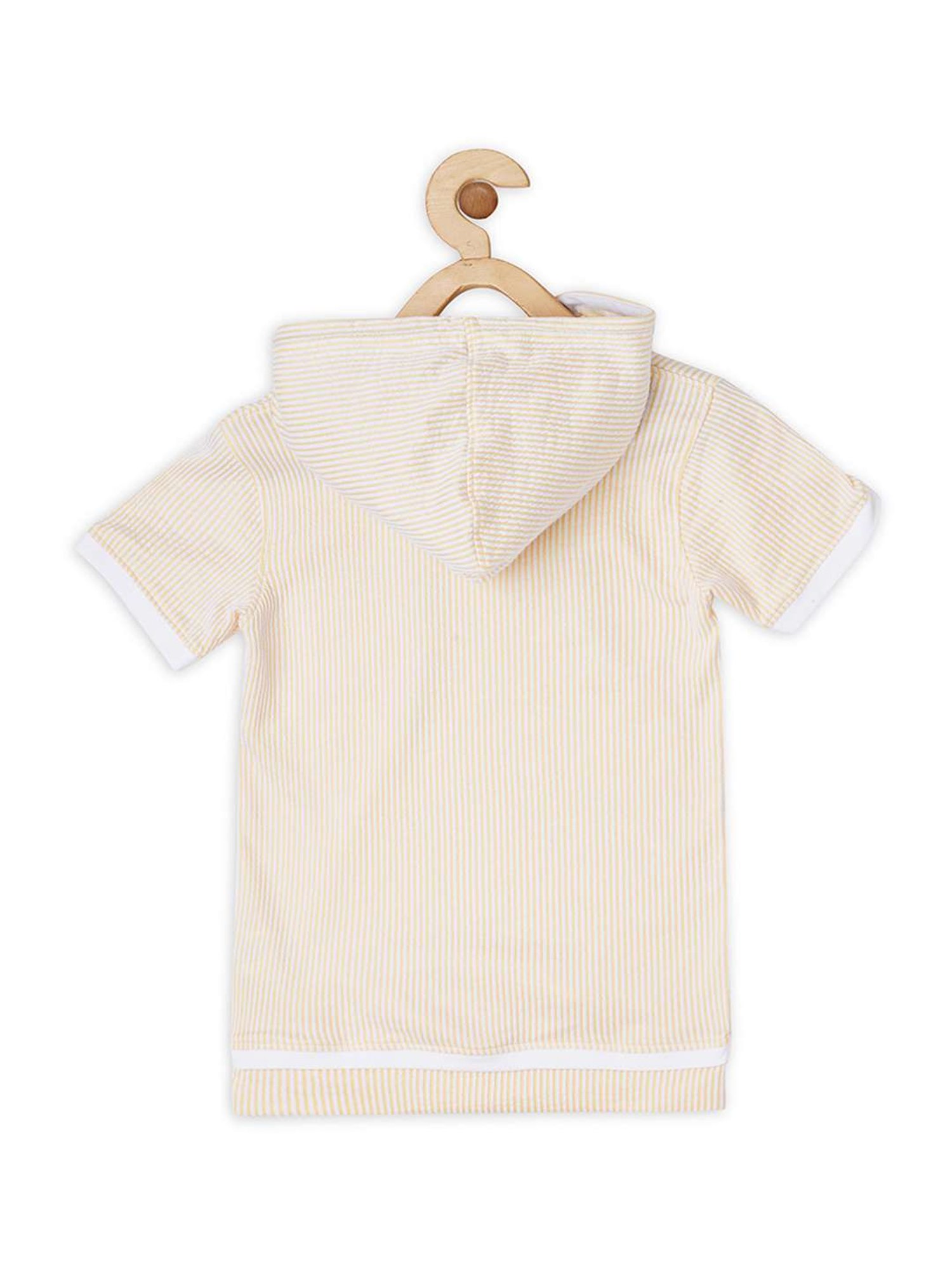Cavio Kids Cream & White Cotton Striped T-Shirt