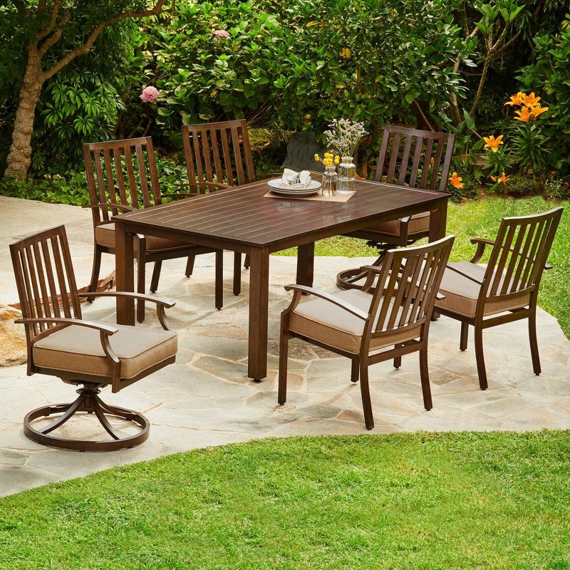 7pc Bridgeport Dining Set Tan - Royal Garden