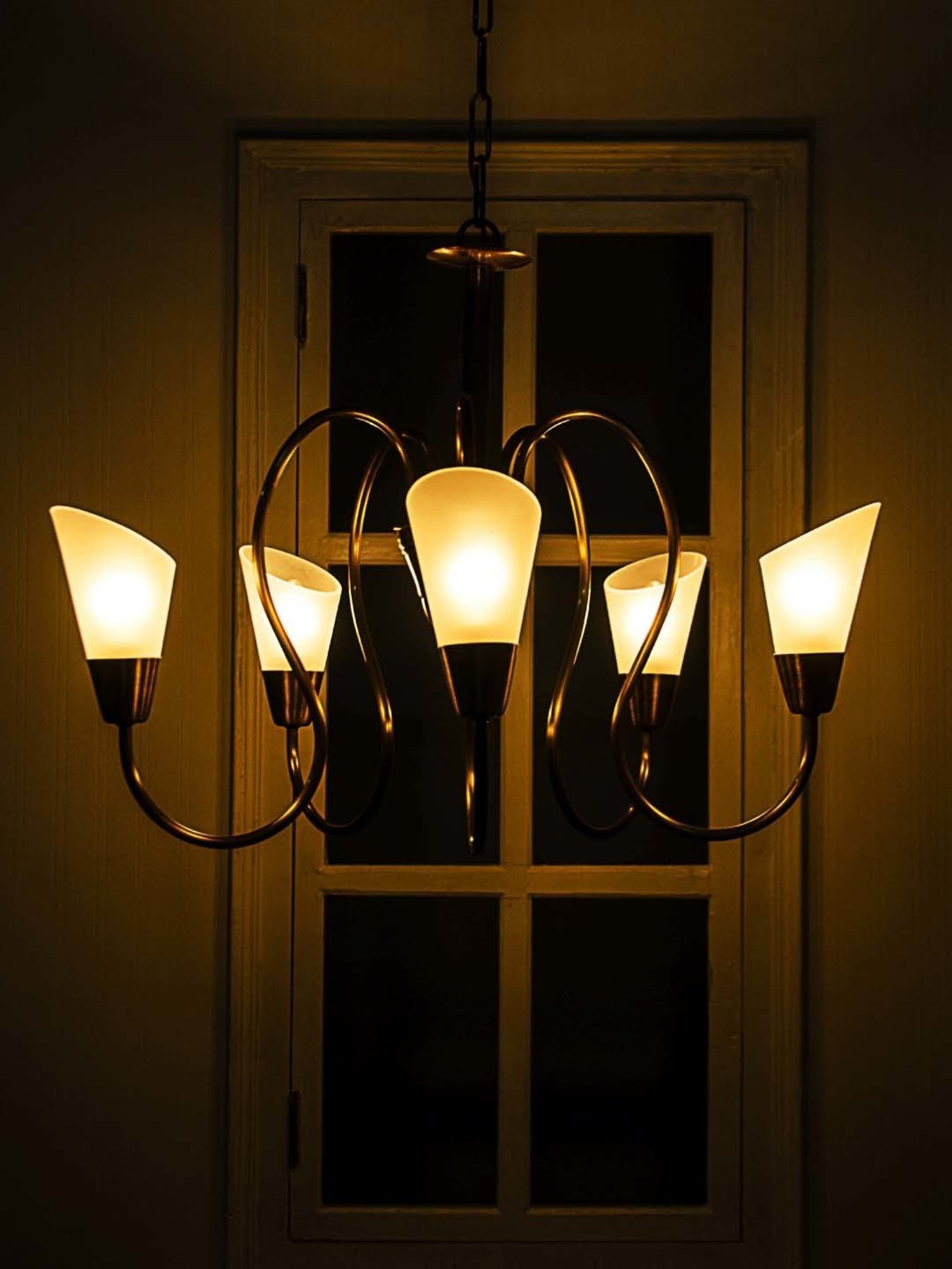 Fos Lighting 'Modern' Golden & Transparent Brass Antique Cone-Shaped Chandelier - Set of 1