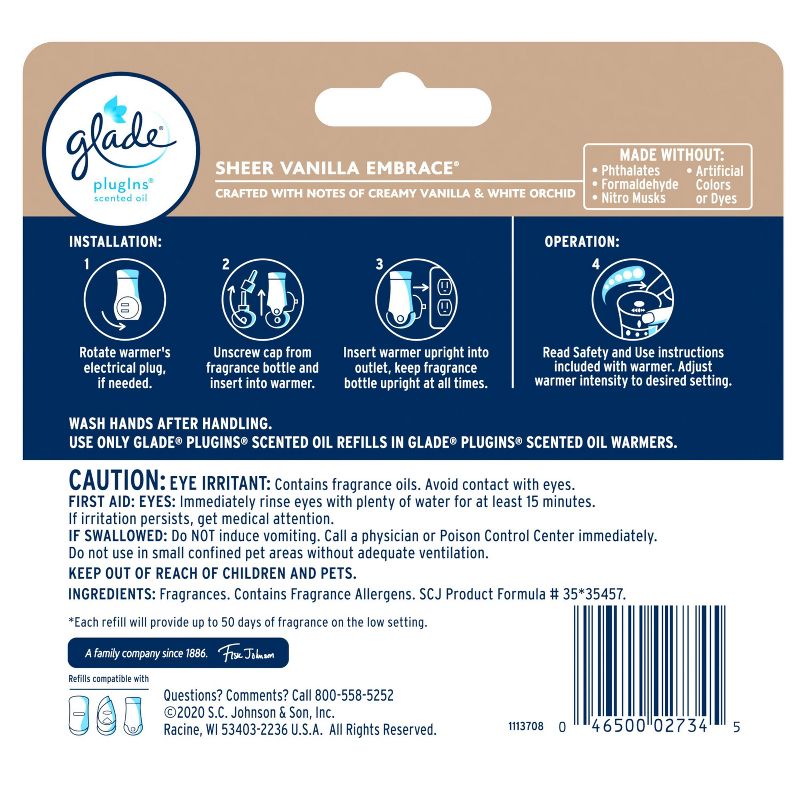 Glade Sheer Vanilla PlugIns Refill - 5ct