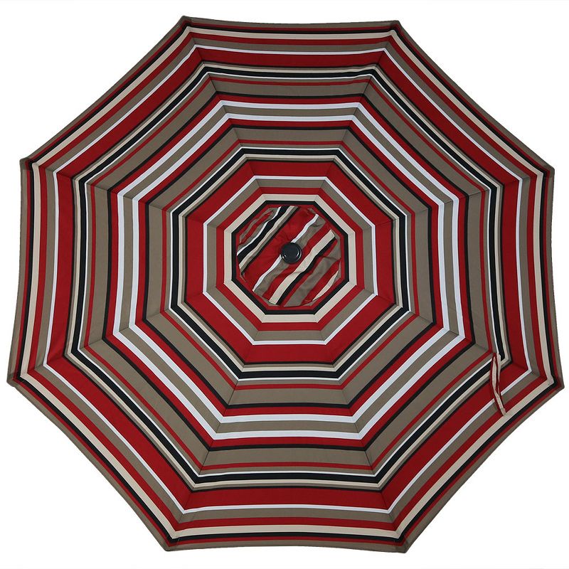 Sunnydaze Outdoor Aluminum Patio Umbrella with Solar LED Lights, Tilt, and Crank - 9' - Awning Stripe