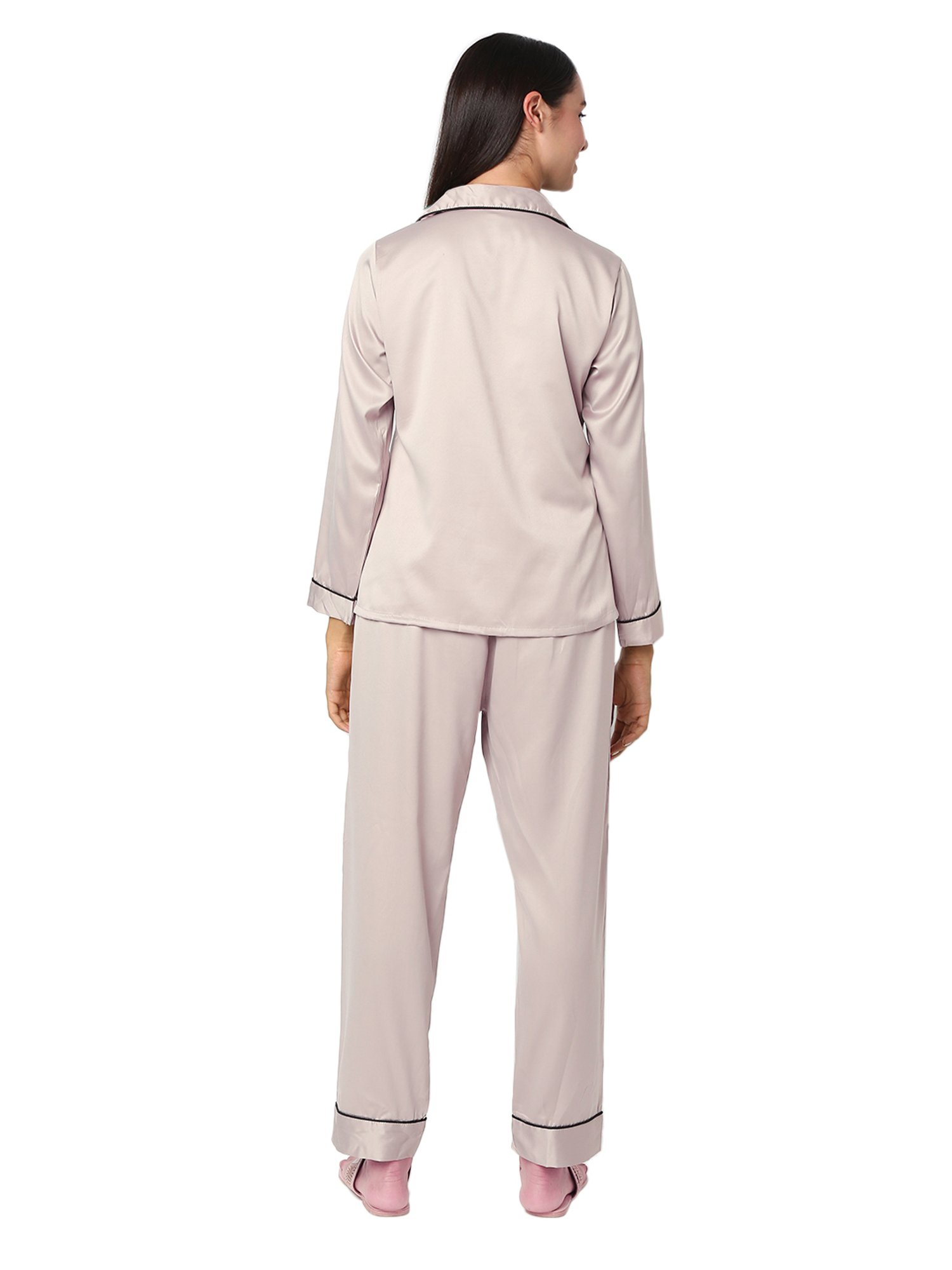 Smarty Pants Light Brown Satin Shirt With Pyjamas