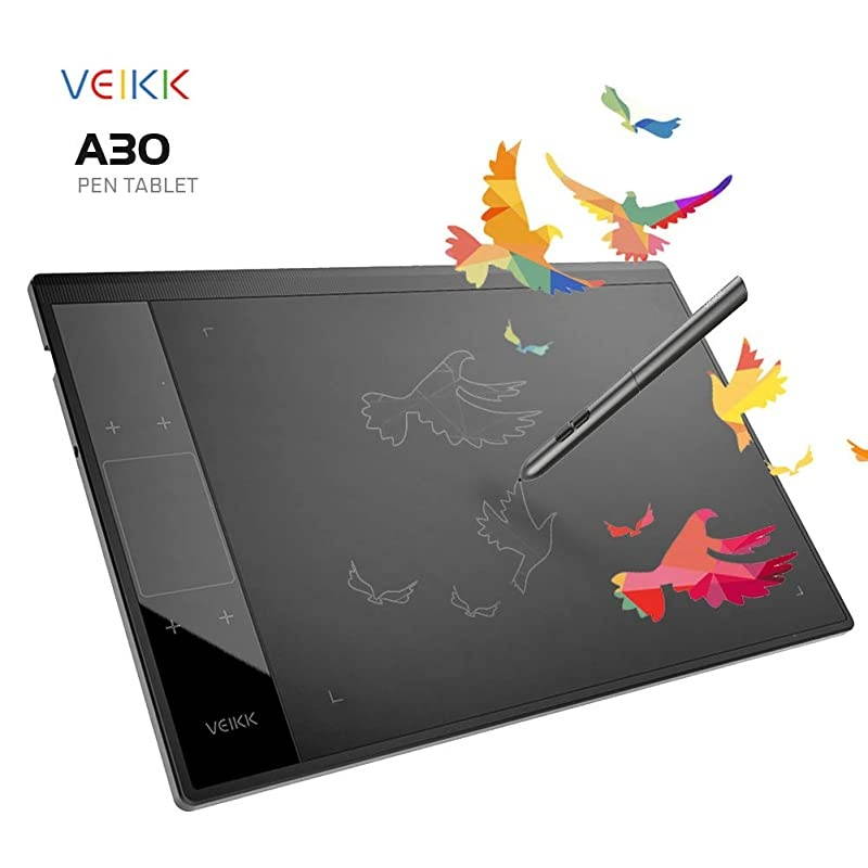 Drawing Tablet  A30 Graphic Pen Tablet with Gesture Touch Pad 4 hotkeys10x6 inch Working Area BatteryFree Stylus