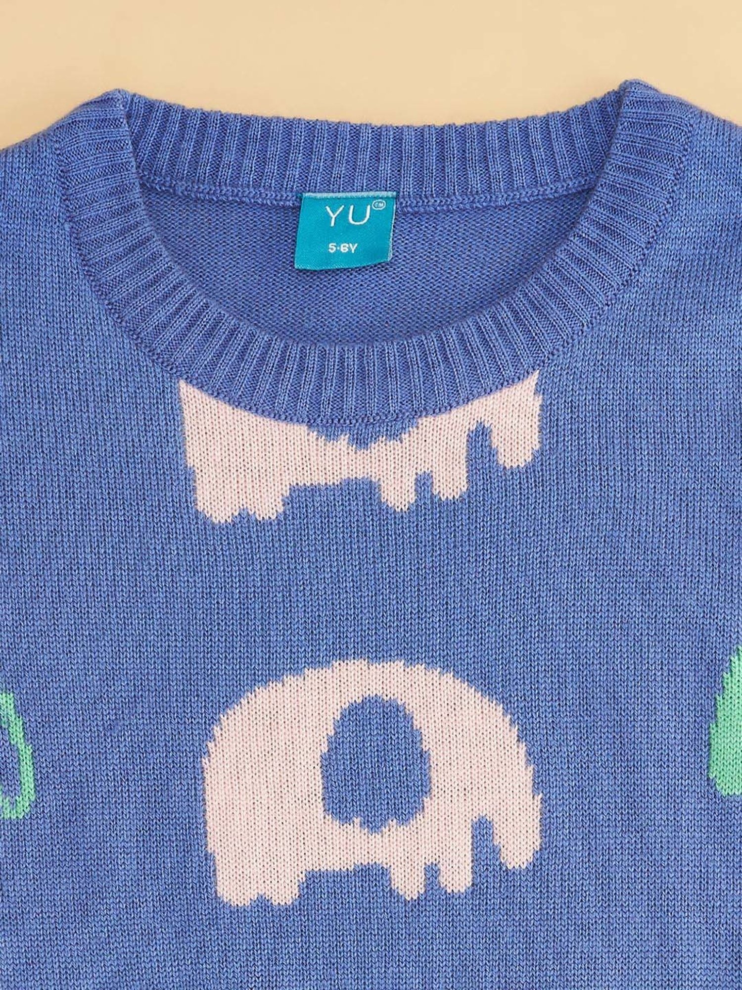 YU by Pantaloons Kids Blue Printed Full Sleeves Sweater