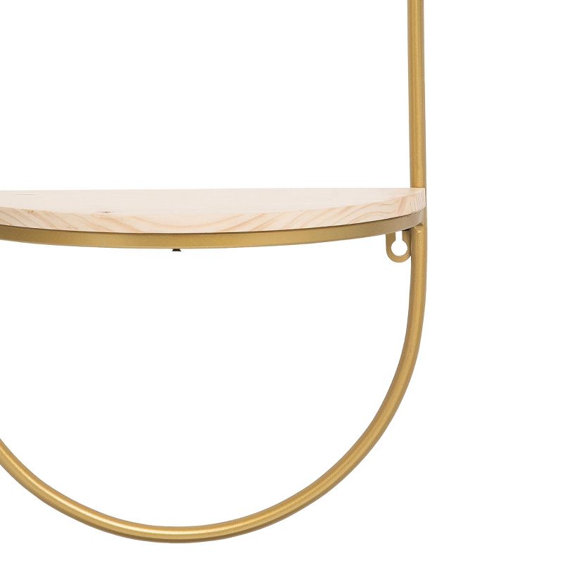 Modern Gold Metal and Wood Hanging Wall Shelf - Foreside Home & Garden