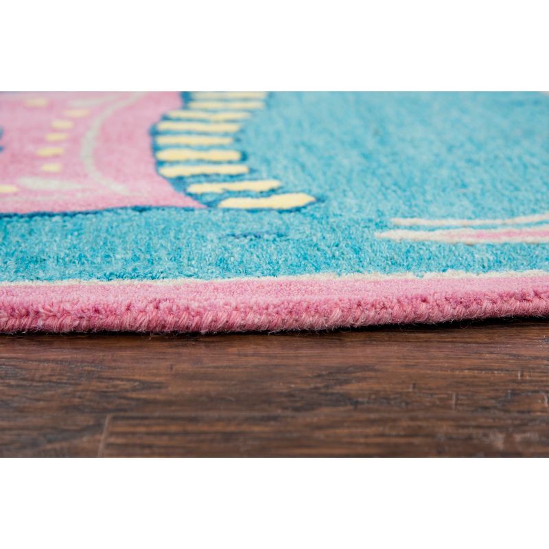 3'X3' Tufted Elephants Round Accent Rug Blue - Rizzy Home