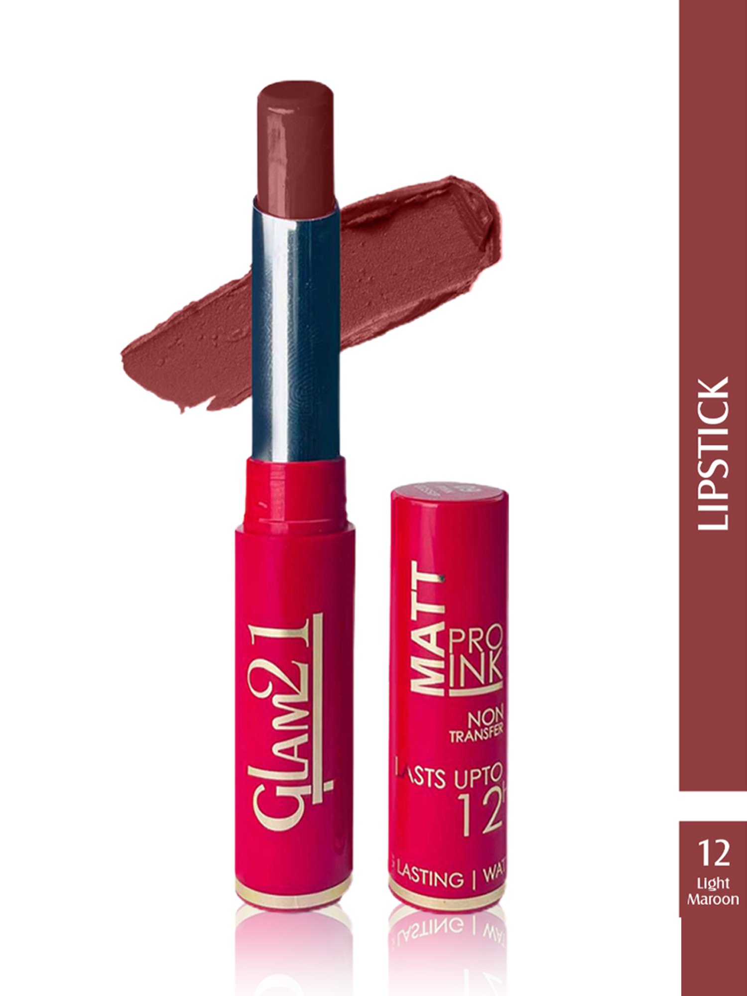 Glam21 Matt Pro Ink Non Transfer Lipstick 12 Light Maroon - 3 gm