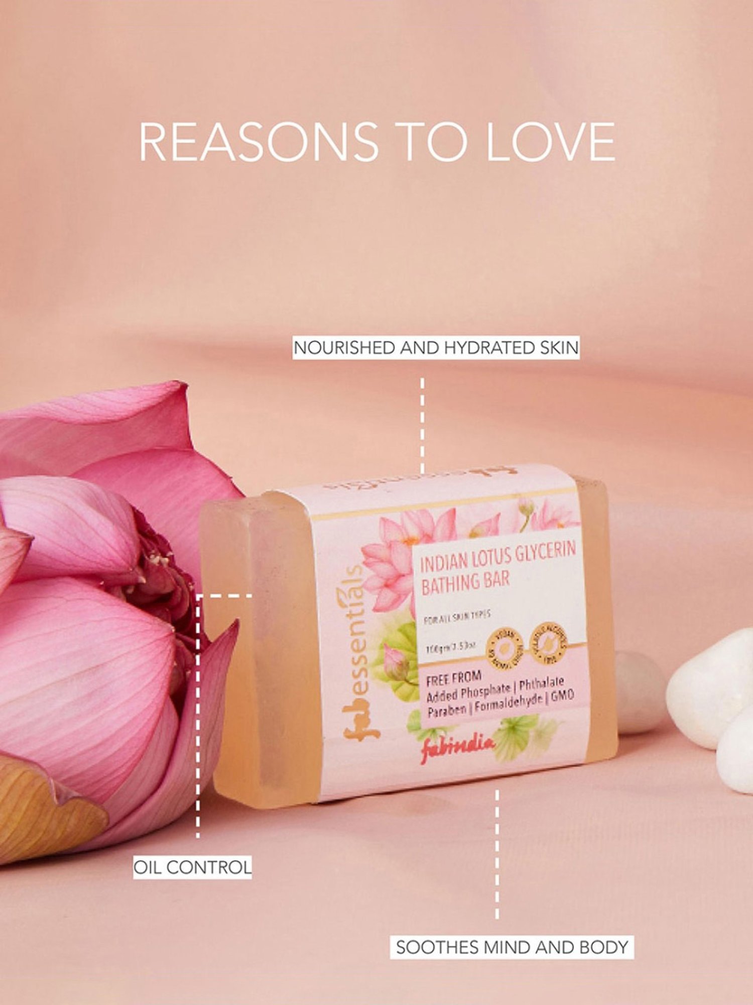 Fabessentials Indian Lotus Glycerin Bathing Bar - 100 gm