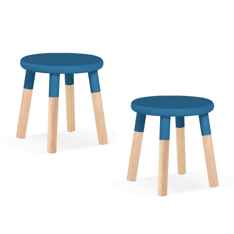Set of 2 Peewee Wood Veneer Kids' Chairs Maple/Pacific Blue - Nico & Yeye