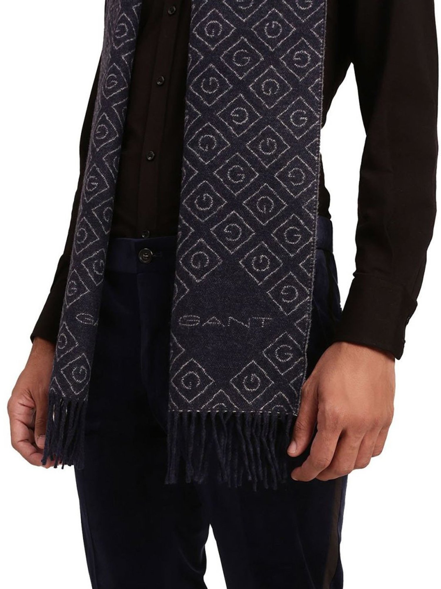 Gant Navy Logo Printed Scarf (One Size)