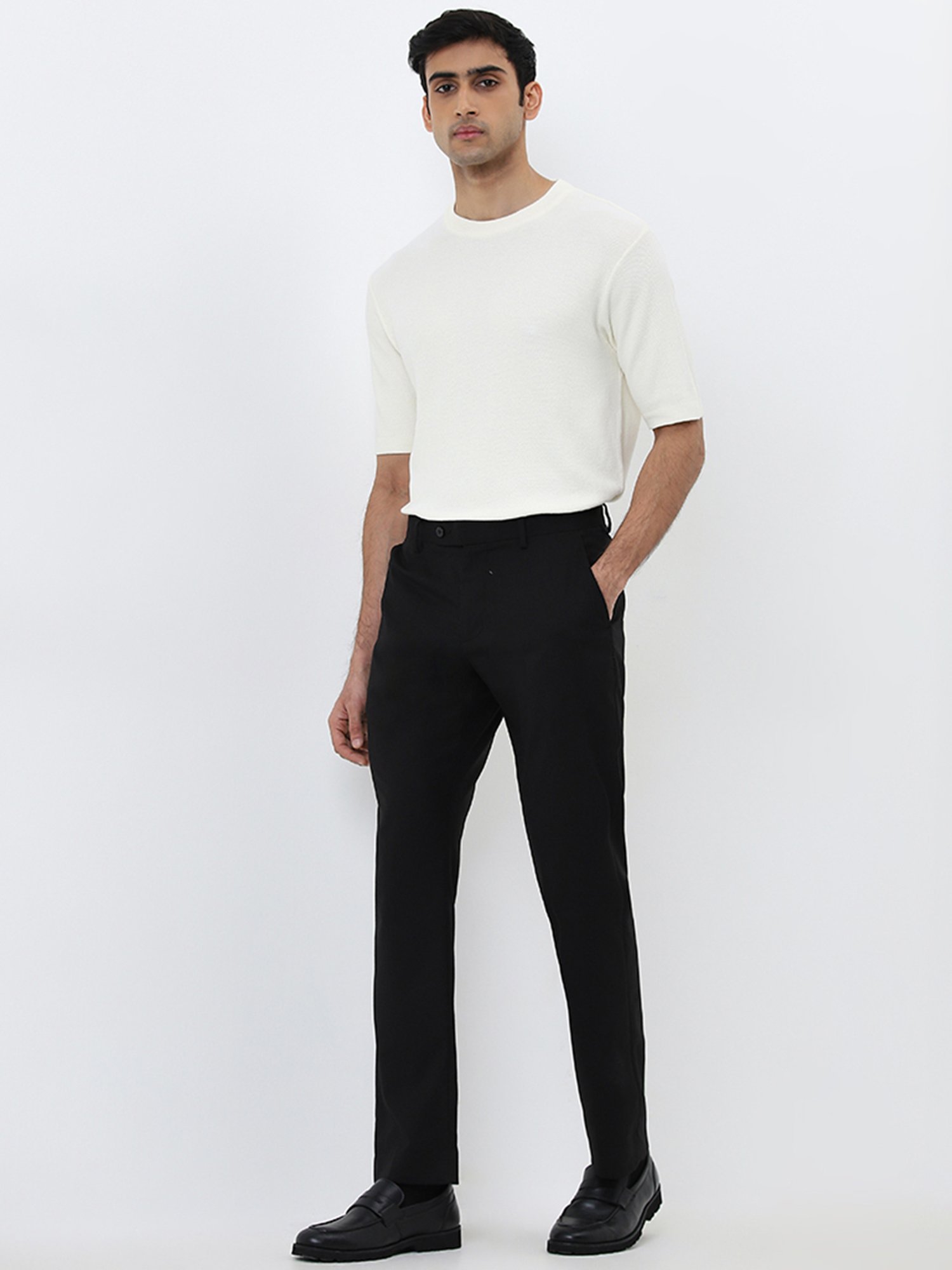 WES Formals by Westside White Solid Slim-Fit T-Shirt